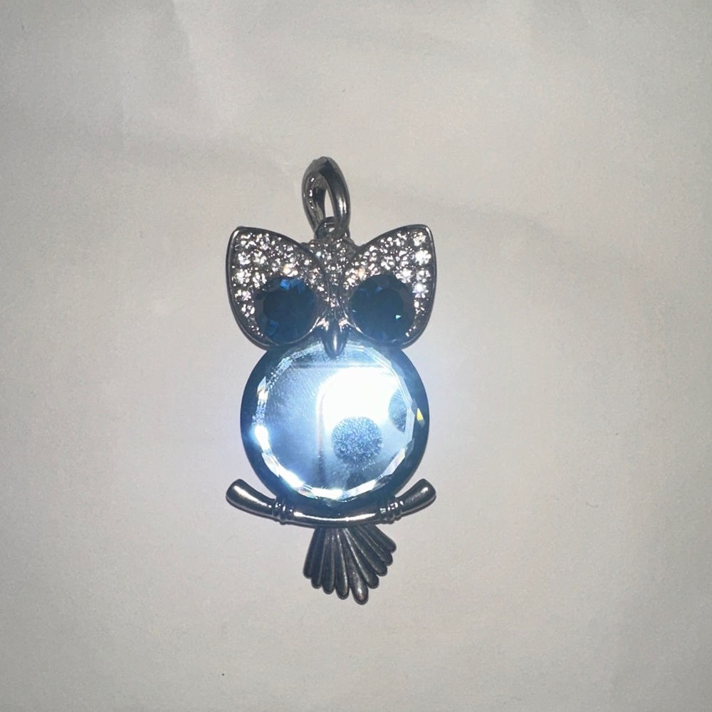 Elegant Silver Owl Pendant with Blue Gemstone